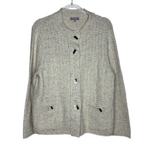 Habitat Clothes To Live In‎ Womens Large Cardigan Button Oatmeal Art to Wear